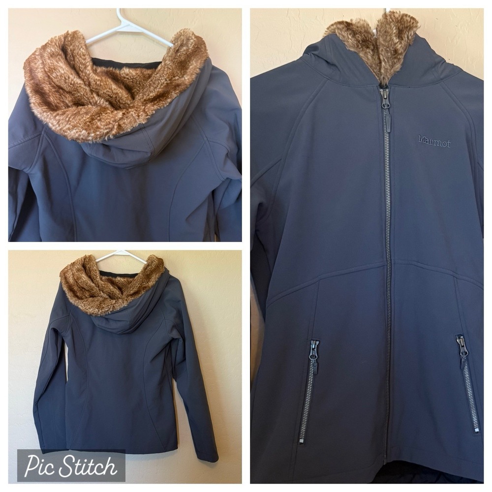 Marmot Womens Fleece Lined Faux Fur Trimmed Hood Furlong Jacket - Size M